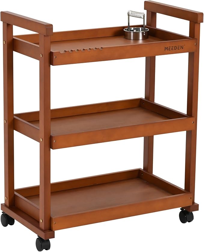 MEEDEN Art Supplies Cart, Walnut 3-Tier Multifunctional Art Storage Cart by MEEDEN