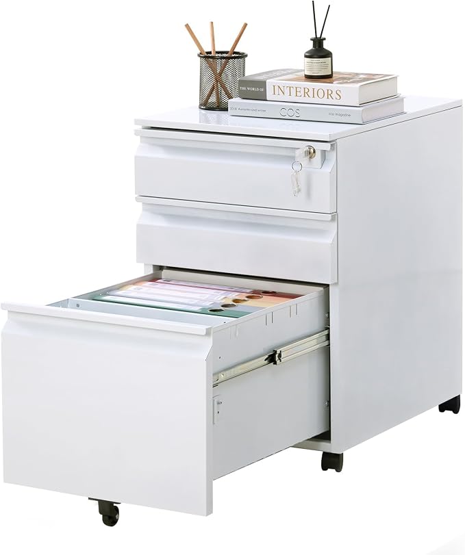 Garvee Mobile Filing Cabinet 3 Drawer, Under Desk File Cabinet by Garvee