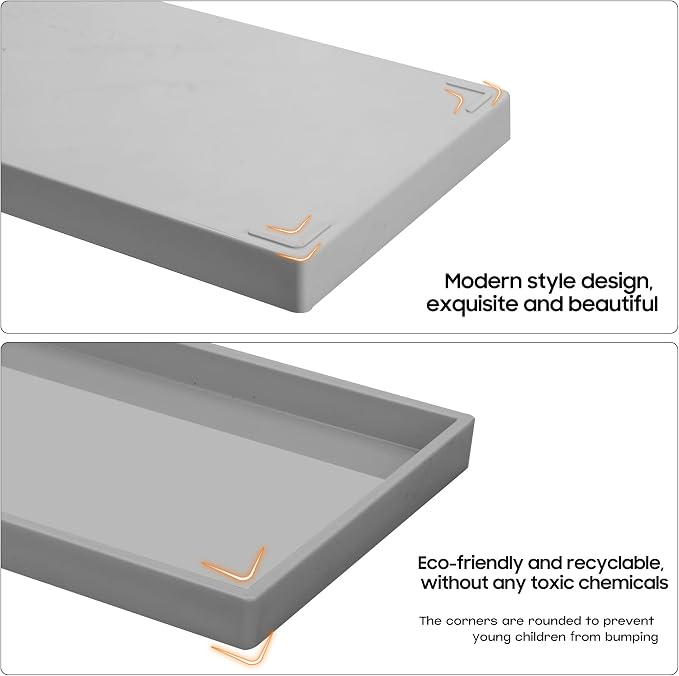 Vanity and Bathroom Tray, 7.7" ABS Countertop Organizer, Waterproof Vanity Tray - Image 7