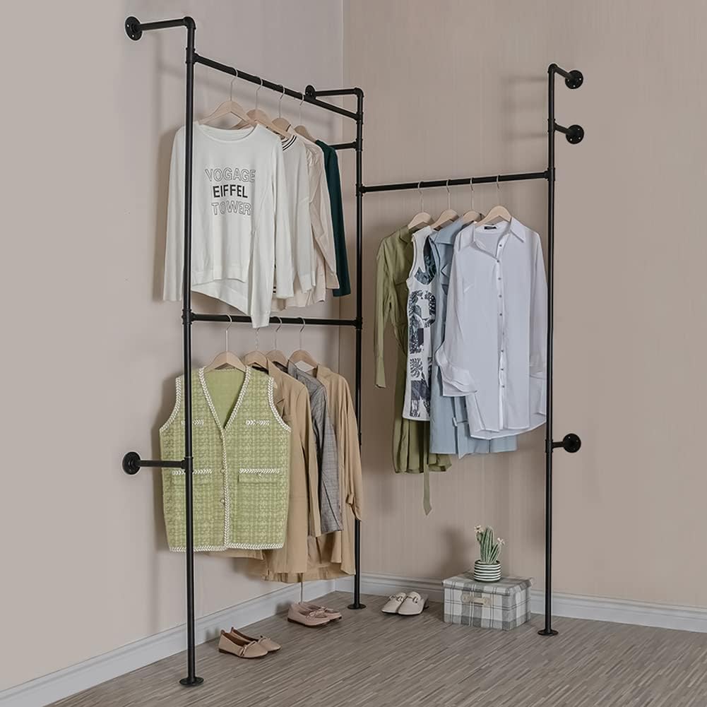 Wall Mounted Industrial Pipe Clothing Rack Garment Racks Pipeline