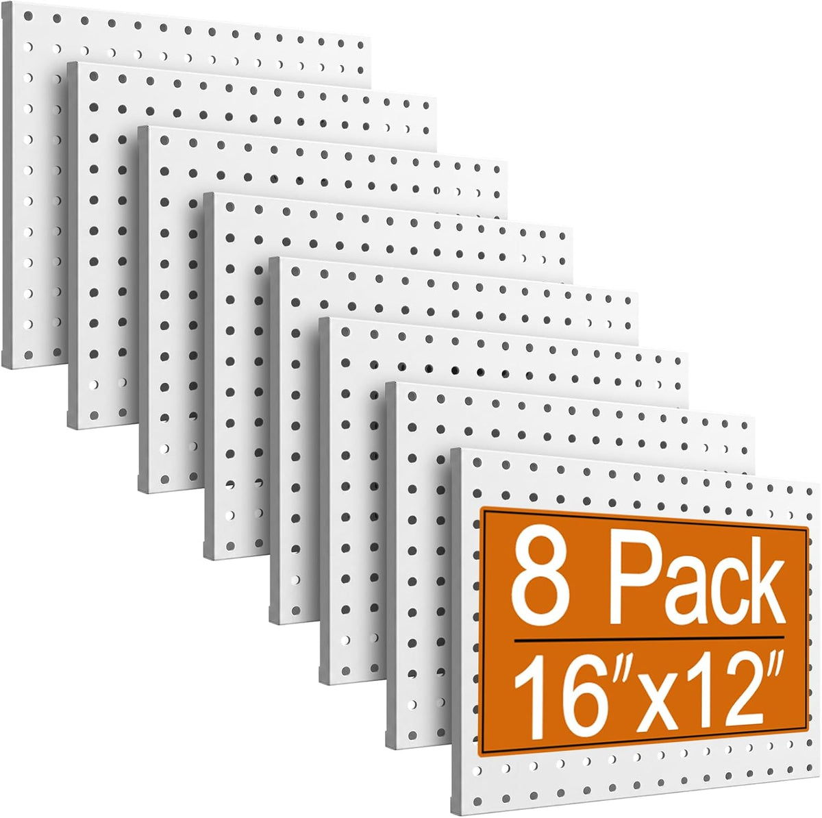 8 Pcs Metal Pegboard Panels, 16"x12" Heavy Duty Peg Boards for Garage