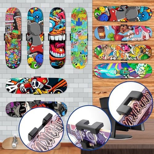 1pc / 2pc Skateboard Decks Wall Mount 360° Rotating Skateboard Wall Hanger, Extending & Floating Display Skateboard Wall Holder Grab & Go Storage Rack,Universal Skate Wall Mount Horizontal Any Angle