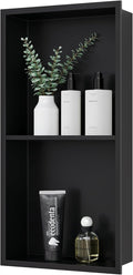 Stainless Steel Shower Niche 24" X 12", No Tile Needed Wall Niche Double Shelves by Qeke