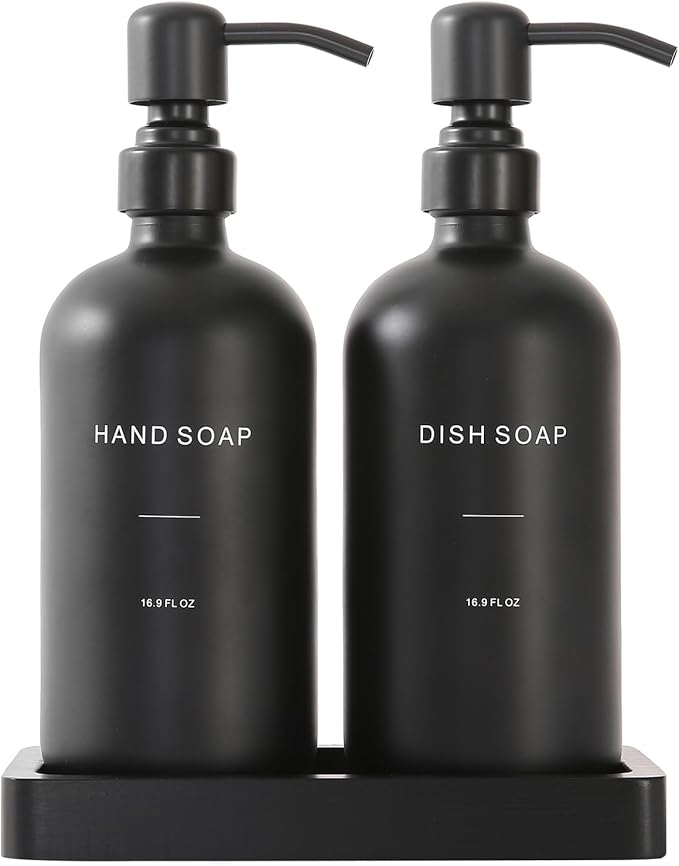 Matte Black Soap Dispenser Set, Kitchen Soap Dispenser Set by PrusWaso