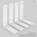White Heavy Duty Shelf Brackets 4 Inch, Extra Thick L Shelving Brackets by Sanbeeto