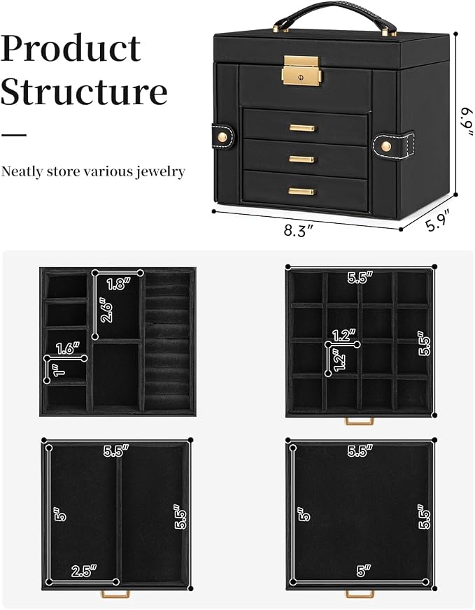 TORIBIO Jewelry Box for Women, Leather Jewelry Organizer - Image 2