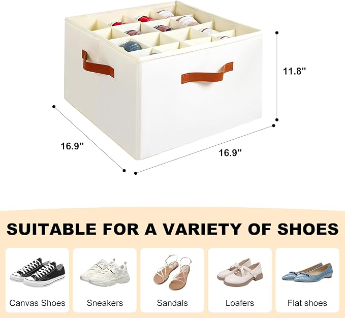 Fabric Shoe Organizer for Closet, Foldable Shoe Storage Bins - Image 4