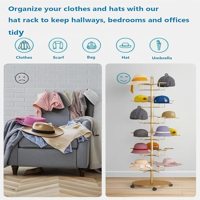 Hat Rack Stand 30-Hooks, Hat Display Stand Metal, Hat Display - Image 6