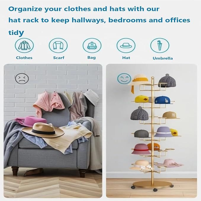 Hat Rack Stand 30-Hooks, Hat Display Stand Metal, Hat Display - Image 6