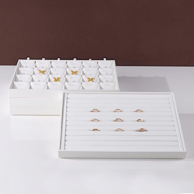 White PU Leather Jewelry Display Tray - Image 2