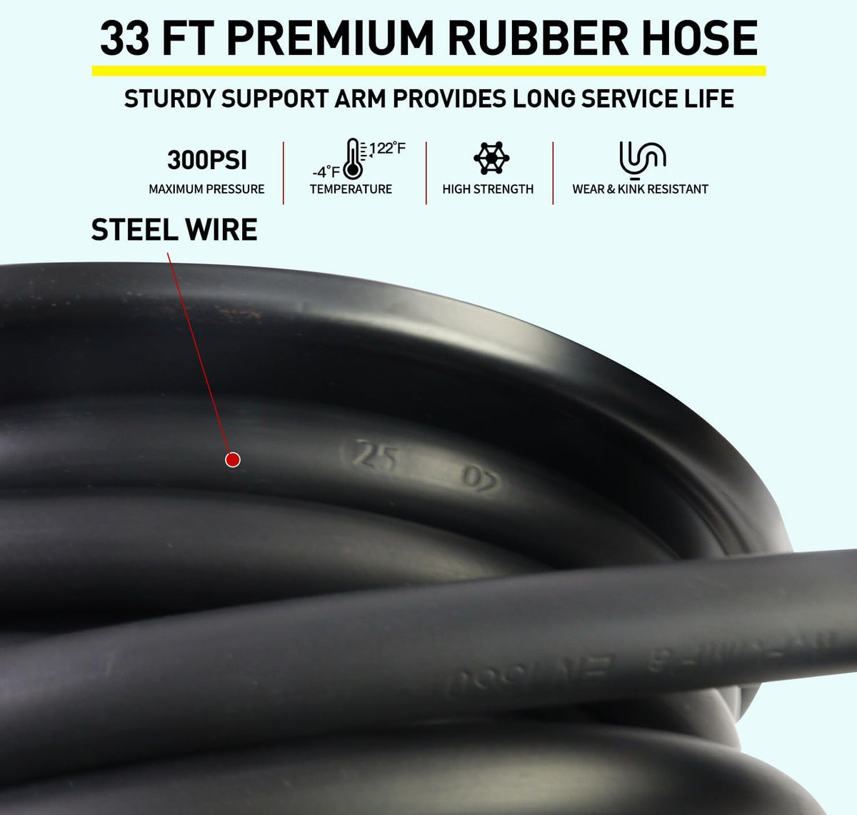 Fuel Hose Reel,1"X33' Retractable Ratchet Spring Driven Diesel Hose