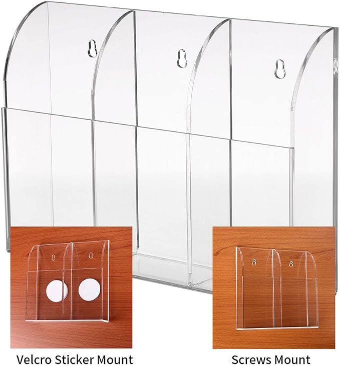 Hipiwe Wall Mount Remote Control Holder Clear Acrylic Media Organizer Storage - Image 4