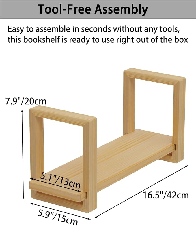 Adjustable Desktop Bookshelf, Retro Tabletop Bookshelf, Desk Shelf - Image 3