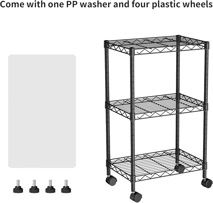 Small 3 Tier Shelves Storage Wire Shelving Unit Metal Shelf Adjustable - Image 4