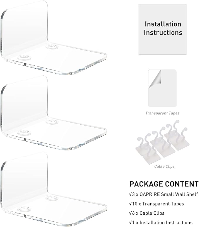 OAPRIRE Acrylic Floating Wall Shelves Set of 3 - Image 7