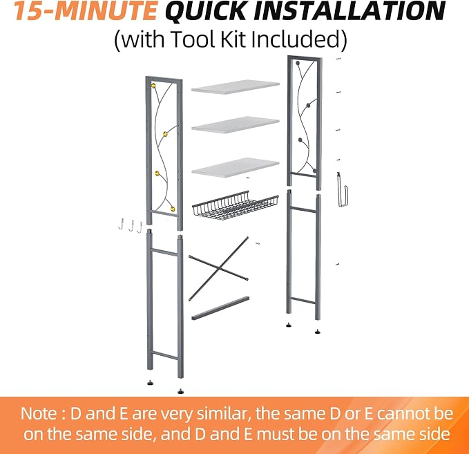Over-The-Toilet Storage Rack, 4-Tier Bathroom Organizer Shelf Over Toilet - Image 9