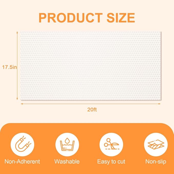 FEXIA Shelf Liner 17.5 Inch x 20 FT Clear Non Slip Waterproof Cabinet and - Image 2