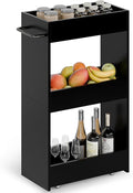 MARTY Wood Rolling Storage Cart 7.9" W, 3 Tier Slim Utility Kitchen Cart on by MARTY