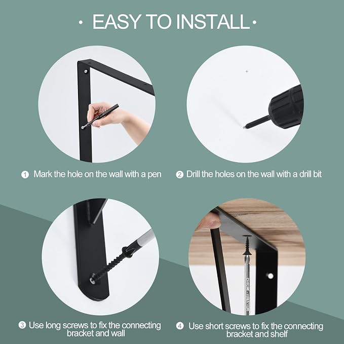 8 Pack L18 x H 12" Black Heavy Duty Shelf Brackets - Image 3