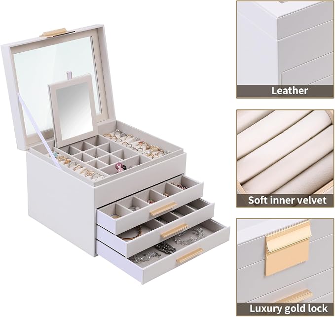 BOOVO Clear Lid Jewelry Box, 4 Layers Jewelry Organizer Large Jewelry Storage - Image 2