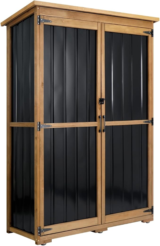 Outdoor Storage Cabinet, Wood & Metal Storage Shed by Ketive