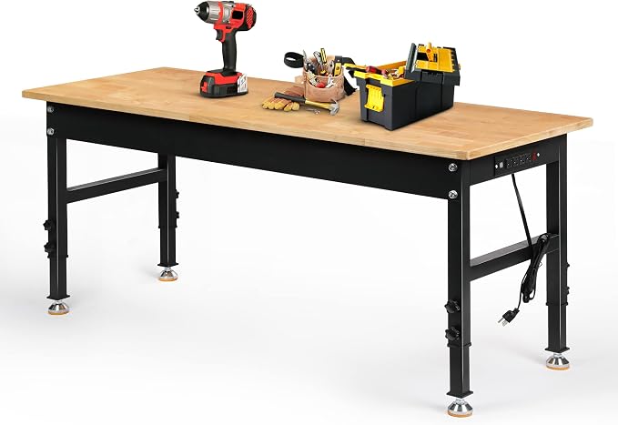 Betterhood Adjustable Height Workbench, 2000 LBS Load Capacity Hardwood by Betterhood