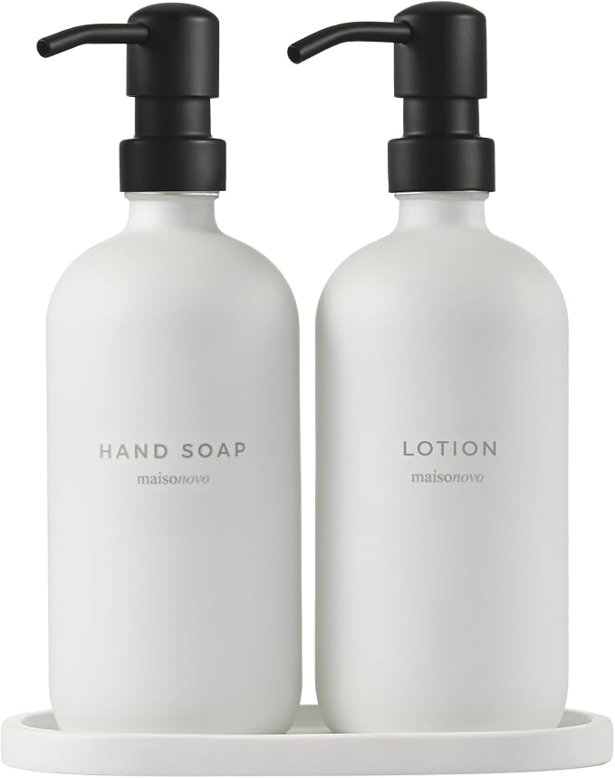 MaisoNovo Soap Dispenser 3-Piece Set | 16.9oz White Bottles by MaisoNovo-TheArtofSustainableLiving