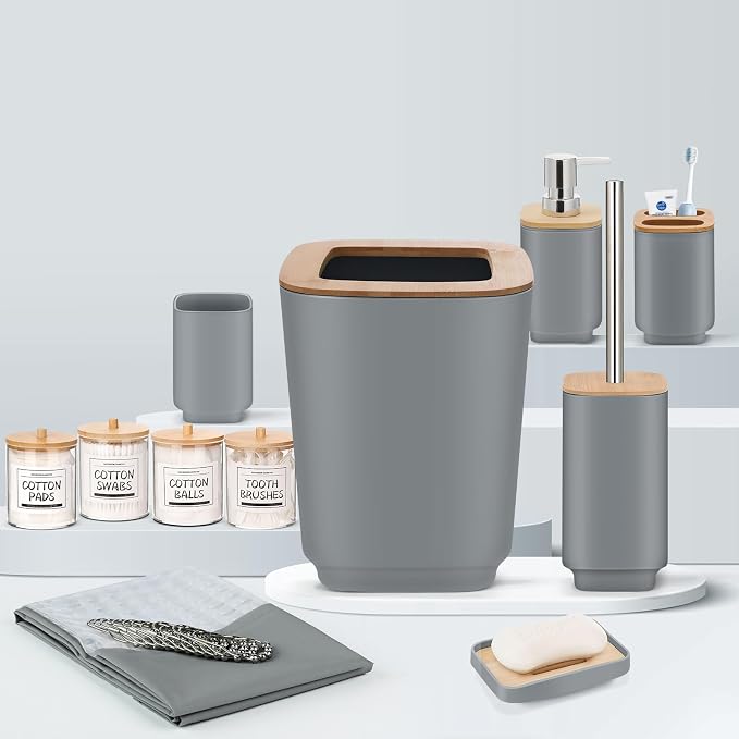 IMAVO Bathroom Accessories Set, 11 Pieces Bathroom Accessory Set, Trash Can - Image 8