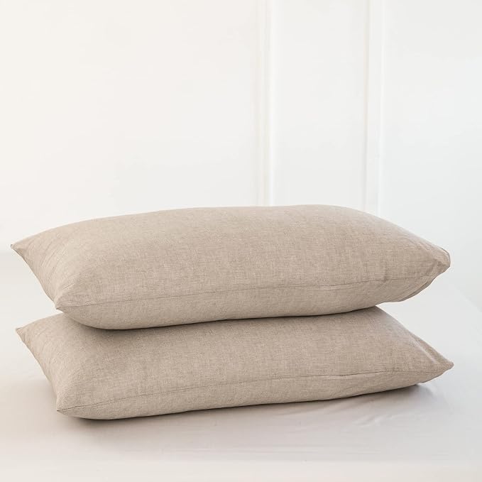 MooMee Bedding Pillowcases Pack of 2 100% Washed Cotton Linen Like Textured by MOOMEE