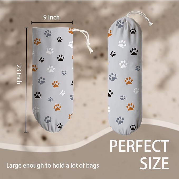 Paw Prints Plastic Bag Holder, Reusable Grocery Garbage Bags Holder, Wall Mount - Image 4