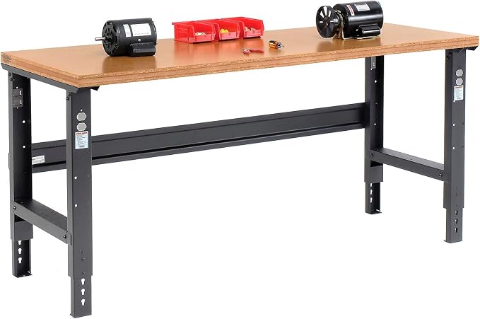 Global Industrial Adjustable Height Workbench C-Channel Leg, 1-1/2" Shop Top - Image 8