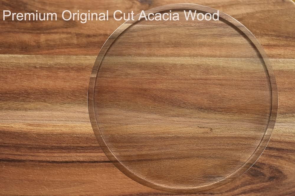 10" Acacia Wood Lazy Susan Organizer Kitchen Turntable for Cabinet