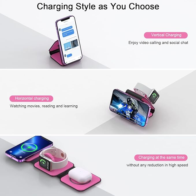 Wireless Charger 3 in 1, RTOPS Magnetic Travel Wireless Charging Station - Image 2
