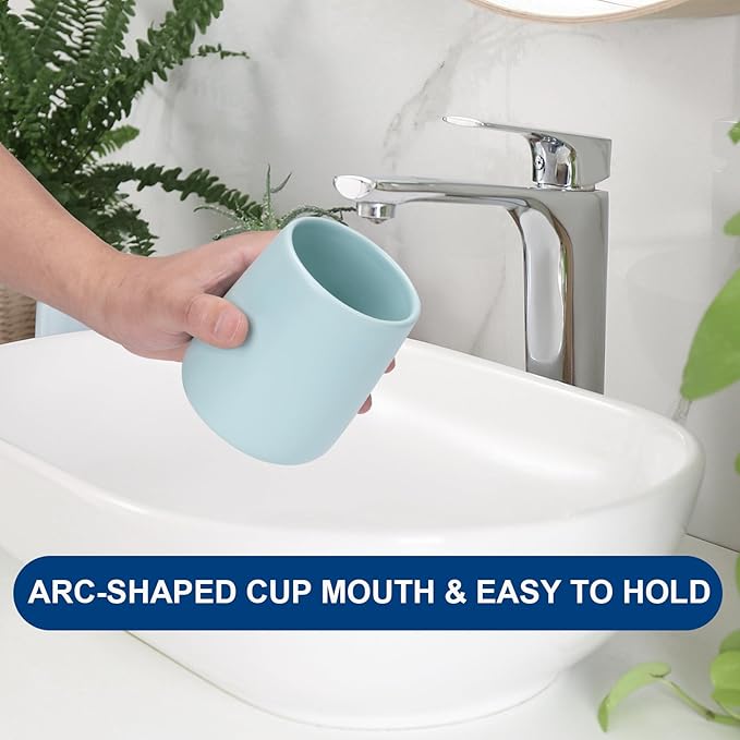 Bathroom Tumbler Cup Ceramic 2Pcs 13.5oz Reusable Toothbrush Cup 400ml - Image 5