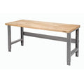 Global Industrial Adjustable Height Workbench, Maple Butcher Block Square Edge by GlobalIndustrial