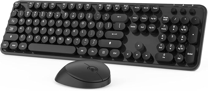 Wireless Keyboard and Mouse, KOOTOP Cute Black Keyboard and Mouse, 2.4G by Kootop