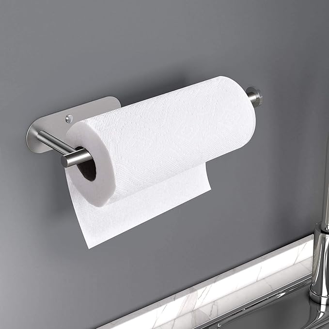 HUFEEOH Adhesive Paper Towel Holder Under Cabinet Wall Mount - Image 5