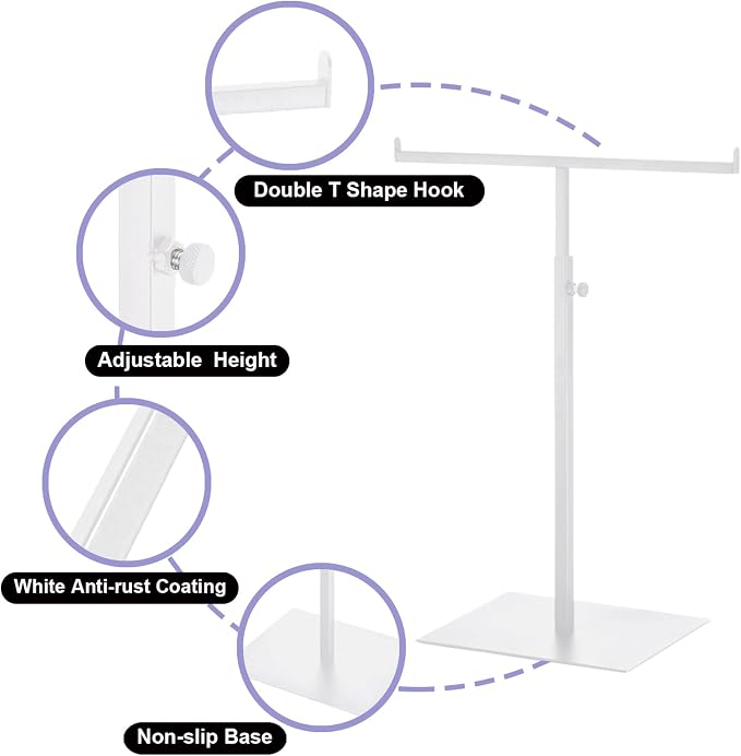 Purse Display Stand T Shaped, Countertop Jewelry/Scarf/Handbag T-Bar Display - Image 4