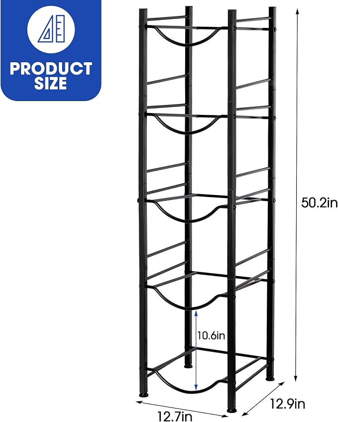 Klvied 5-Tier Heavy Duty Water Jug Organizer, 5 Gallon Cooler Jug Rack - Image 3