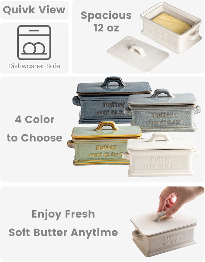 Butter Dish with Lid, Ceramic Butter Dish - Image 3