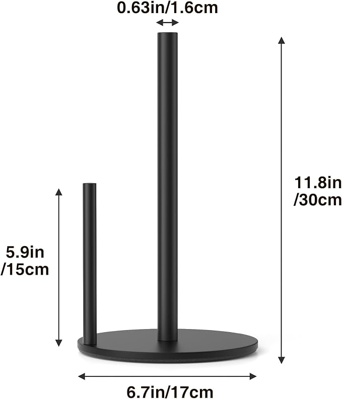 Paper Towel Holder Black, Premium Stainless Steel Kitchen Roll Dispenser - Image 5