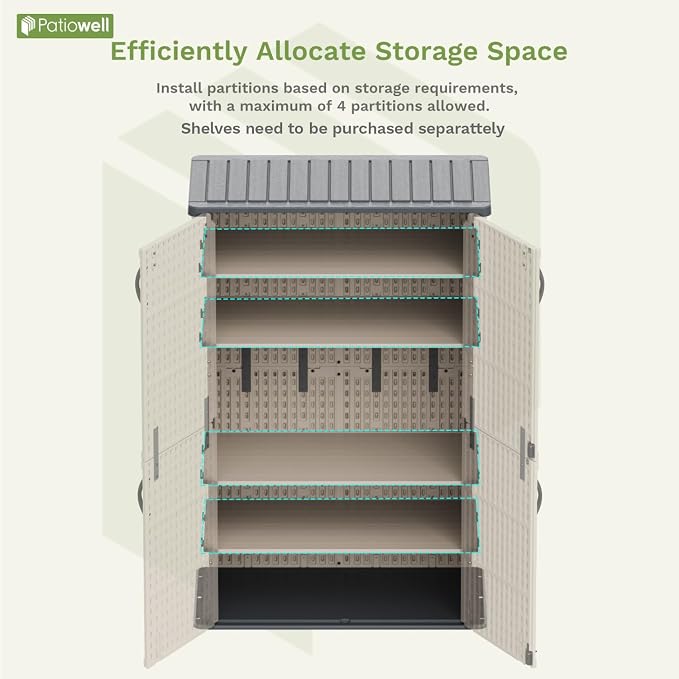 Patiowell 50 cu.ft Plastic Outdoor Storage Shed, Lockable Waterproof Resin - Image 7
