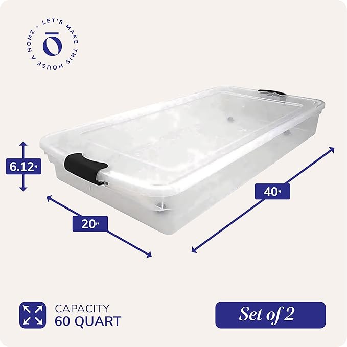 HOMZ 2-Pack Under Bed Storage, 60 Quart, and Towels - Image 4