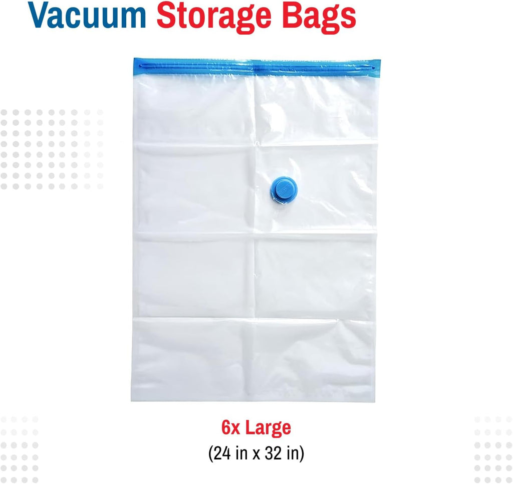 Spacesaver Vacuum Storage Bags with Hand Pump, Large, 6 Pack
