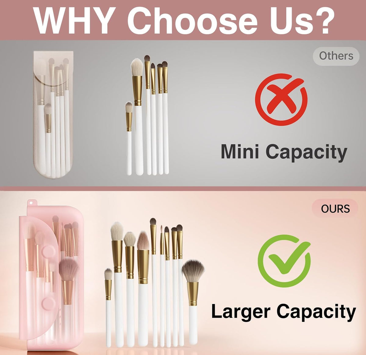 Large Silicone Makeup Brush Holder, Magnetic Closure, Khaki
