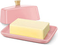 Flexzion Ceramic Pink European Butter Dish by Flexzion