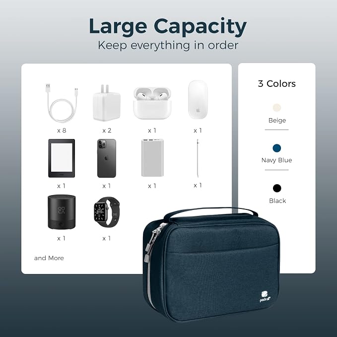 pack all Electronic Organizer Plus, Larger Capcity Cable Organizer Bag - Image 9