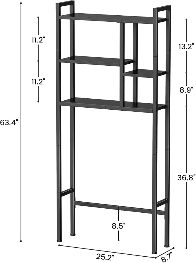 Over The Toilet Storage Rack, 3-Tier Bathroom Organizer Over Toilet, Wooden - Image 2