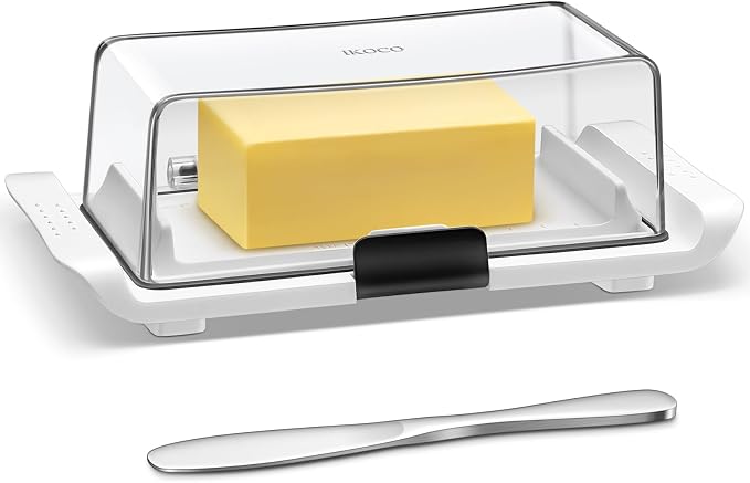 Butter Dish with Lid, IKOCO Large Butter Dish with Knife by Shineforyourbeauty