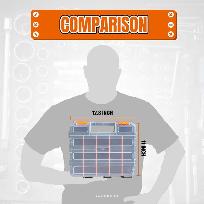 Tool Box with Transparent Lid, Double Side 34-Compartments Organizer Box with - Image 5